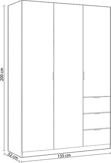 Cairo Artic White Compact 3-Door, 3-Drawer Space-Saving Wardrobe LCX353O - UK Luxury Furniture